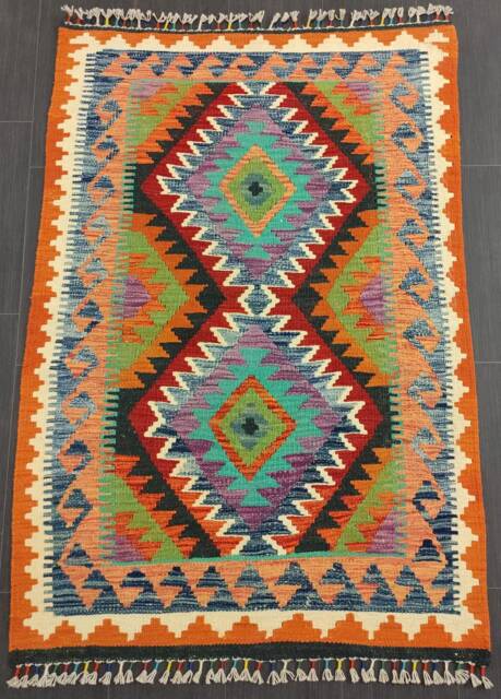 Classic Kilim Rug, Handwoven Artisan Afghan Turkish Aztec Sheep Wool Rug 152x103 cm - image 1