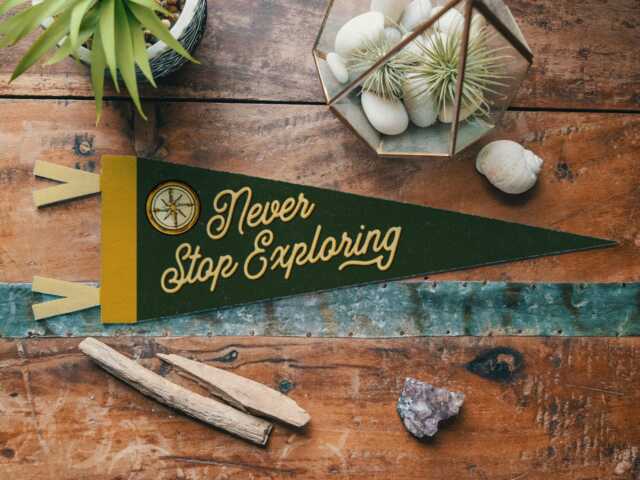 Never Stop Exploring Felt Pennant - Inspirational Banner, Adventure Decor, Unique Gift Idea, Motivational Wall Art, Wanderlust Theme - image 1