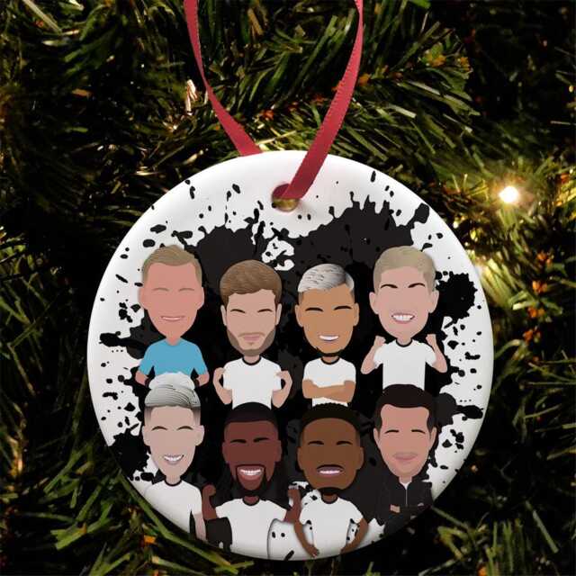 Sale Fulham 2024-25 Christmas Tree Decoration Flat Ceramic Bauble Vector Heroes Great Gift For Fans Printed in The UK - image 1