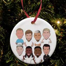 Sale Fulham 2024-25 Christmas Tree Decoration Flat Ceramic Bauble Vector Heroes Great Gift For Fans Printed in The UK - thumbnail 2