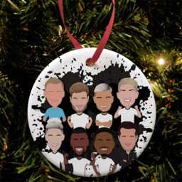 Sale Fulham 2024-25 Christmas Tree Decoration Flat Ceramic Bauble Vector Heroes Great Gift For Fans Printed in The UK - thumbnail 1