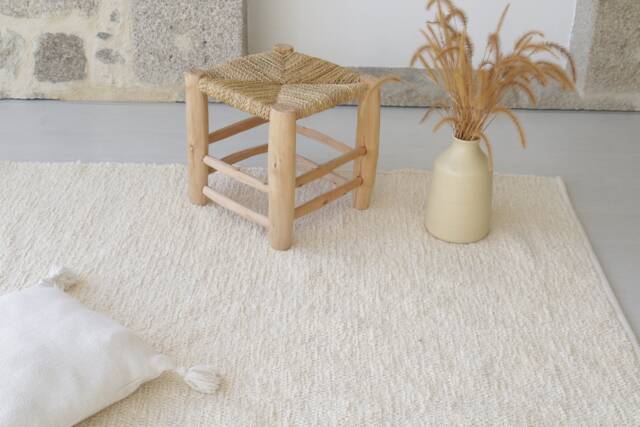 Large Cream Rug 140x200 cm, Ecru Living Room Rug, Area Soft Nursery Kids Bedroom Salon - image 1