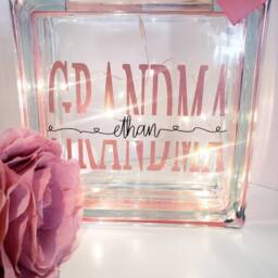 Personalised Mum Light Up Glass Block, Rose Gold Ribbon, Home Decor - thumbnail 3