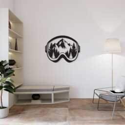 Ski Goggle Metal Wall Art, Mountain Forest Scene, Cabin Decor - thumbnail 4