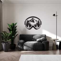 Ski Goggle Metal Wall Art, Mountain Forest Scene, Cabin Decor - thumbnail 3