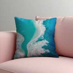 Beach Aerial Cushion Cover, Turquoise Sea Shoreline Throw Pillow Coastal Home Decor, Seaside Landscape Art Living Room Decoration - thumbnail 2