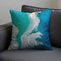 Beach Aerial Cushion Cover, Turquoise Sea Shoreline Throw Pillow Coastal Home Decor, Seaside Landscape Art Living Room Decoration - thumbnail 3