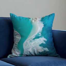 Beach Aerial Cushion Cover, Turquoise Sea Shoreline Throw Pillow Coastal Home Decor, Seaside Landscape Art Living Room Decoration