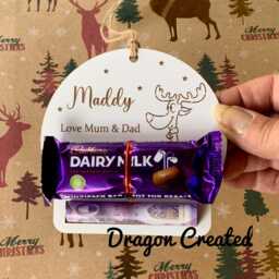 Christmas Money Holder, Chocolate & Cash, Personalised Wooden Envelope, Tree Ornament - thumbnail 2