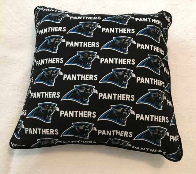 "Carolina Panthers Decorative Pillow - Black Blue Cotton Throw - 16"" X 16" - image 1