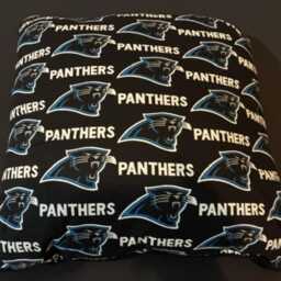 "Carolina Panthers Decorative Pillow - Black Blue Cotton Throw - 16"" X 16" - thumbnail 2