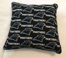 "Carolina Panthers Decorative Pillow - Black Blue Cotton Throw - 16"" X 16" - thumbnail 1