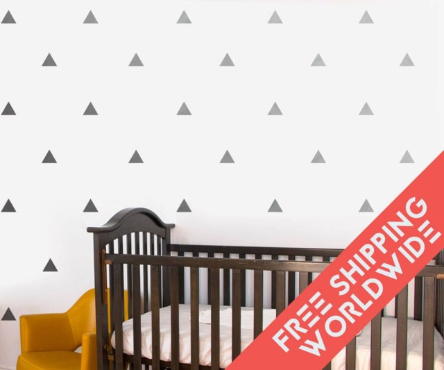 Metallic Silver Triangle Baby Wall Decals Decor Stickers Nursery Boy Girl Sky Pattern Modern & Scandinavian - image 1
