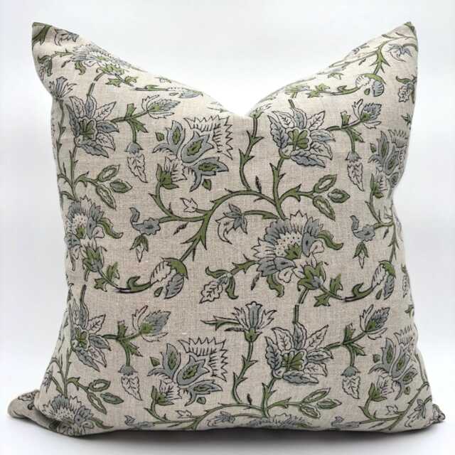 Farmhouse Throw Pillow Blue Floral Cover Custom Sizes Lumbar Bedroom Decor Living Room Rustic Style Home Accent Housewarming Gift - image 1