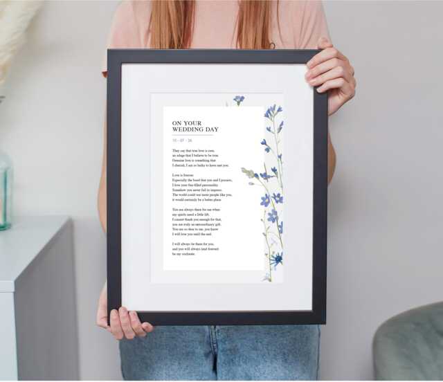 Use Your Own Words Custom Made Floral Abstract Poem Print Personalised Anniversary Gift Framing Wall Decor Handmade Wedding - image 1