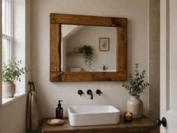 Transform Your Bathroom With This Rustic Dark Oak Waxed Mirror