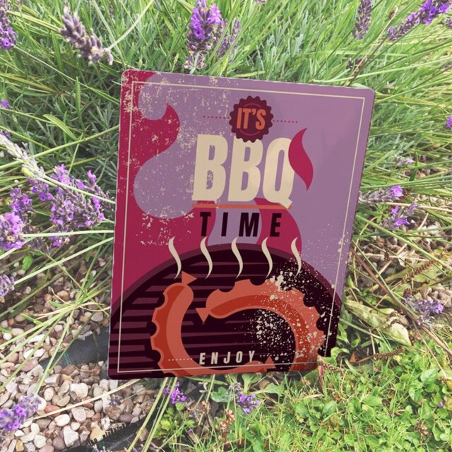 Bbq Time Enjoy Summer Sun Barbecue Enamel Metal Tin Sign Wall Plaque