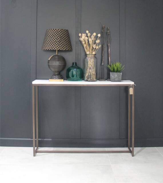 Console Table Mild Steel Framed Bronze Powder Coated Sideboard Radiator Cover With Stone Worktop - image 1
