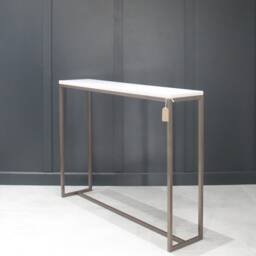 Console Table Mild Steel Framed Bronze Powder Coated Sideboard Radiator Cover With Stone Worktop - thumbnail 4