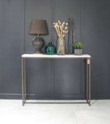 Console Table Mild Steel Framed Bronze Powder Coated Sideboard Radiator Cover With Stone Worktop - thumbnail 1