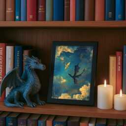 Framed Fourth Wing Bookshelf Decor, Tairn & Andarna Dragons Print Wall Art, Romantasy Smut Bookish Gift - thumbnail 3