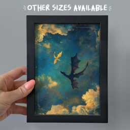Framed Fourth Wing Bookshelf Decor, Tairn & Andarna Dragons Print Wall Art, Romantasy Smut Bookish Gift - thumbnail 1