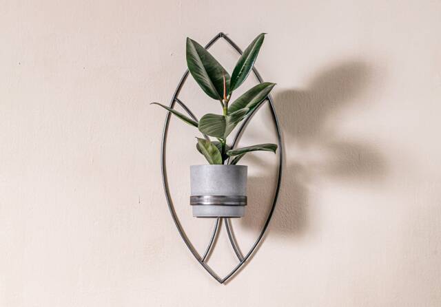 Wall Garden Indoor Jungle Metal Flower Holder Plant Hanger, Hilton Carter Style Modern Farmhouse Decor, Green House Geometric Welded Decor - image 1