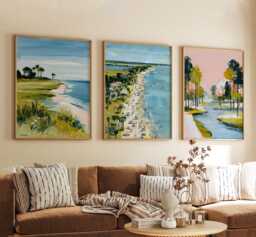 Hilton Head South Carolina Poster Set Of 3 Travel Wall Art Usa Coastal Island Beach Print, Vintage Minimalist Style