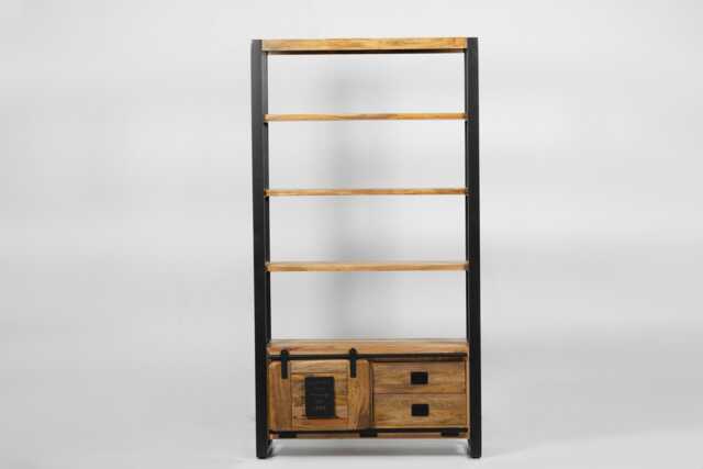 Bookcase Industrial Style Sliding Door 185cm Bookshelf - image 1
