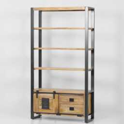 Bookcase Industrial Style Sliding Door 185cm Bookshelf - thumbnail 4