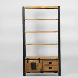 Bookcase Industrial Style Sliding Door 185cm Bookshelf - thumbnail 3