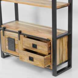 Bookcase Industrial Style Sliding Door 185cm Bookshelf - thumbnail 2