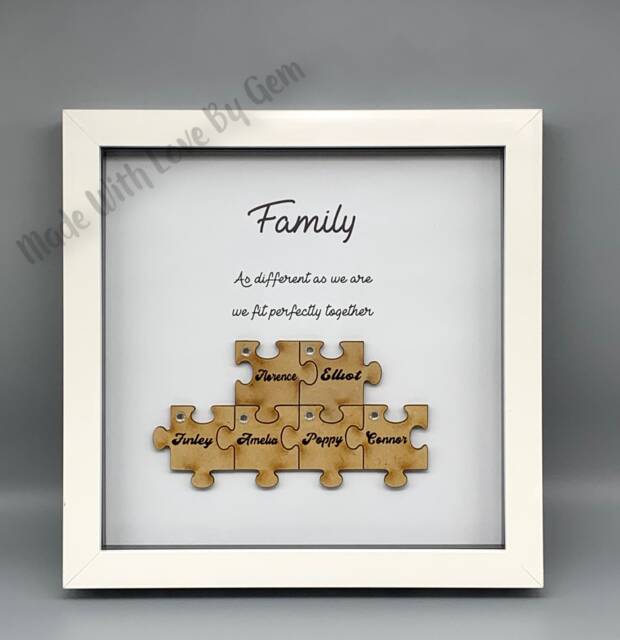 Personalised Jigsaw Puzzle Piece Family Frame Custom Wall Art Gift - image 1