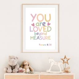 You Are Loved Beyond Measure Print, Christian Wall Art, Girls Nursery Prints, Bible Verse Bedroom - thumbnail 2