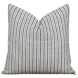 Black Pin Stripe Pillow Cover Lumbar Throw Striped Cushion & White Designer - Farren - thumbnail 3