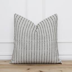 Black Pin Stripe Pillow Cover Lumbar Throw Striped Cushion & White Designer - Farren - thumbnail 1