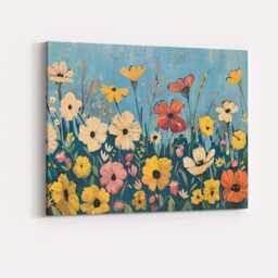 Colourful Wildflower Meadow Textured Floral Painting Landscape Canvas Wall Art Print Decor Picture Ready To Hang - thumbnail 4
