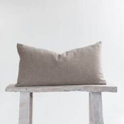Rustic Gray Lumbar Pillow Cover, Linen Cotton Blend, Farmhouse Cushion