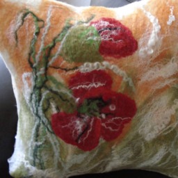"Luxury Soft Wool Felted Fleece Poppy Flowers Set Cushion Cover Pillowcase19""x19" - thumbnail 3