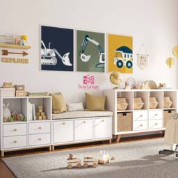 Construction Truck Prints Boy Room Decor, Set Of 3 Unframed - thumbnail 2