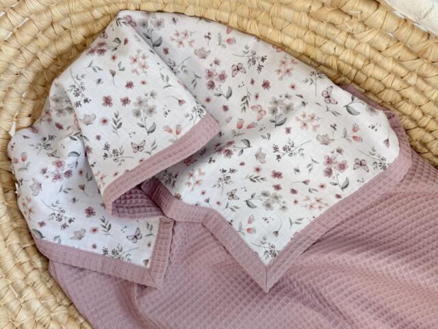 Personalized Baby Blanket - Organic Muslin Blanket, Embroidered Name Cotton Waffle Handmade Gifts - image 1