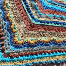 Intricate Textured Blanket, Square Crochet Couch Throw Afghan, Nestariel Baby Boy Contrasting Mandala Fiber Arts - thumbnail 3