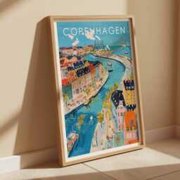 Copenhagen Cityscape Poster Denmark Travel Print - thumbnail 2