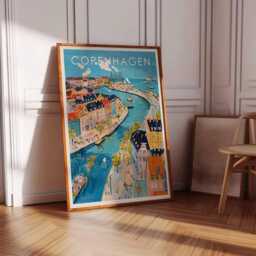 Copenhagen Cityscape Poster Denmark Travel Print - thumbnail 3