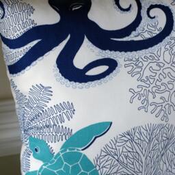 Ocean Song Throw Pillow - Octopus, Sea Turtles, Fish & Fans - thumbnail 3