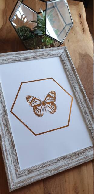 A4 Metallic Foil Butterfly Wall Art, Boho Print in Copper, Gold, Silver Or Rose Gold - image 1