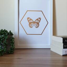 A4 Metallic Foil Butterfly Wall Art, Boho Print in Copper, Gold, Silver Or Rose Gold - thumbnail 2