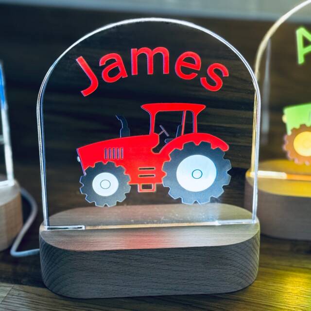 Personalized Tractor Led Night Light - Farming Nursery Decor - image 1