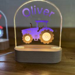 Personalized Tractor Led Night Light - Farming Nursery Decor - thumbnail 2