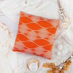 Orange Beige Off White Decorative Throw Pillow Cover, Cotton Silk Blend Cushion Covers, Textured Accent Trendy Boutique Modern Pillowcase - thumbnail 2